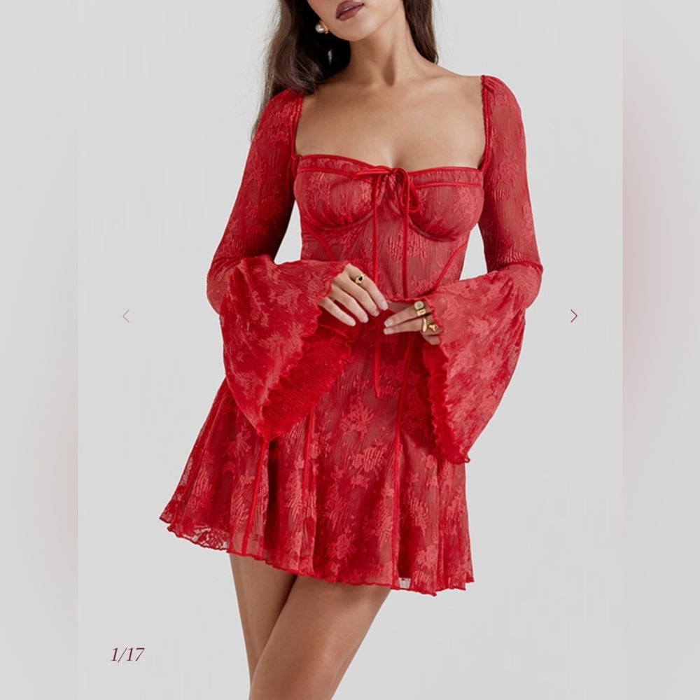 House of CB Analissa Scarlet Lace Corset Dress (Price Firm)